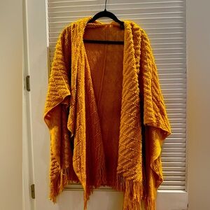 Cejon knit topper poncho rich yellow mustard gold